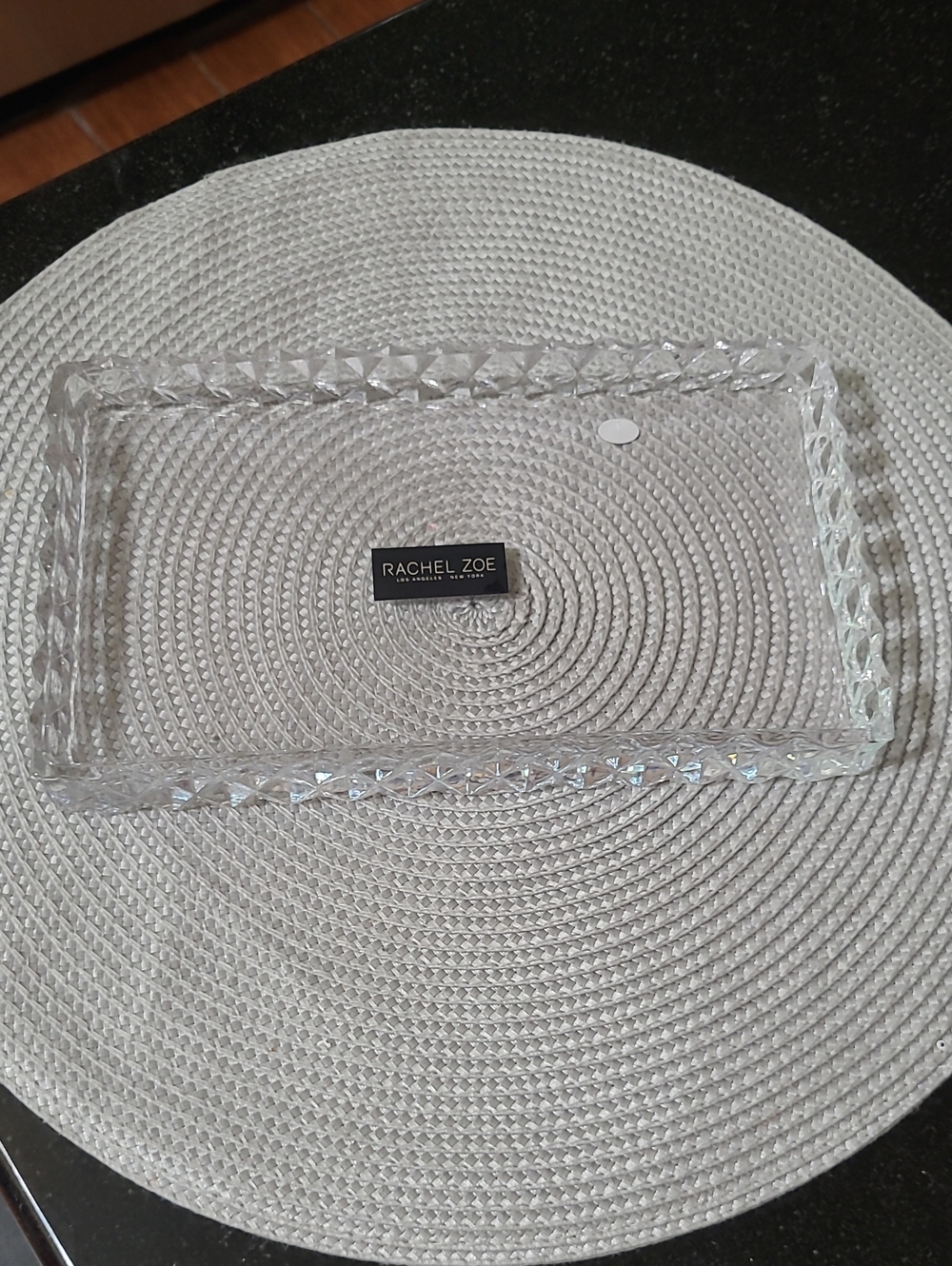 Rachel Zoe Clear Crystal-Effect Rectangular Tray